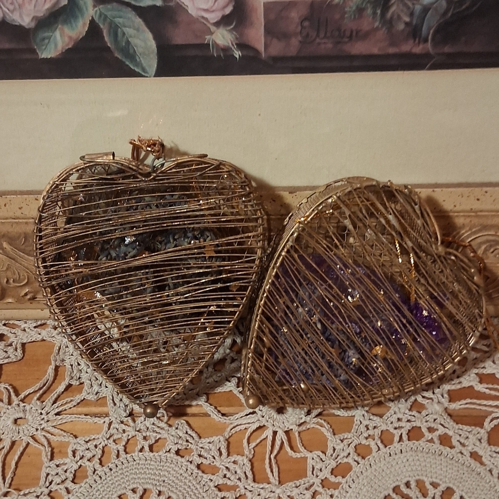 2 Gold Heart Shaped Sachets